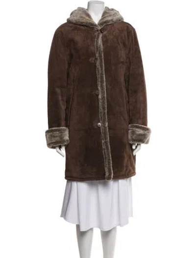Pre-owned Dennis Basso Leather Coat In Brown
