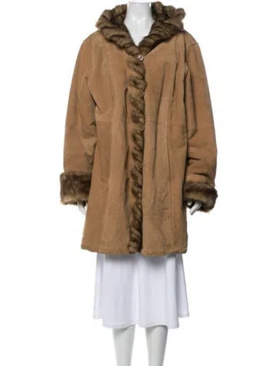 Pre-owned Dennis Basso Leather Coat In Neutral
