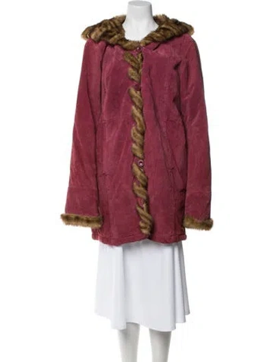 Pre-owned Dennis Basso Leather Coat In Pink