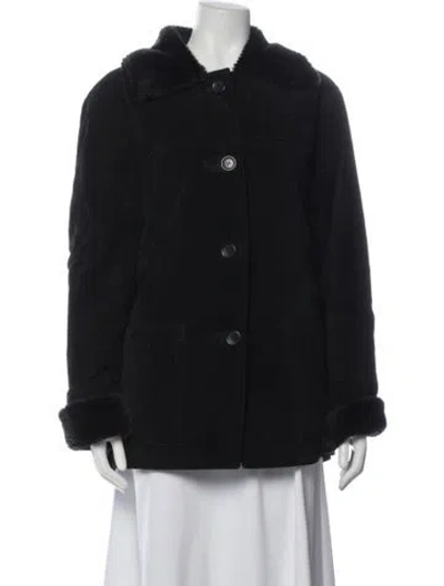 Pre-owned Dennis Basso Leather Faux Fur Coat In Black
