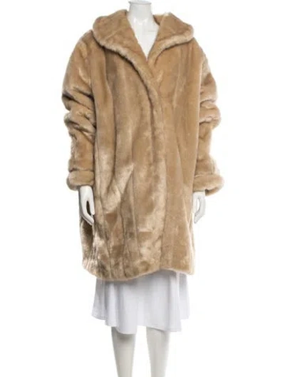 Pre-owned Dennis Basso Leather Faux Fur Coat In Neutral