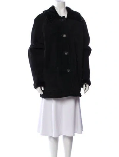 Pre-owned Dennis Basso Leather Faux Fur Jacket In Black