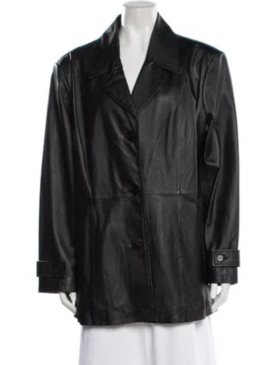 Pre-owned Dennis Basso Leather Jacket In Black