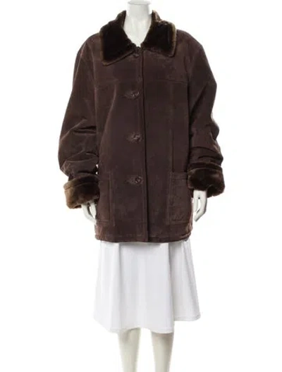 Pre-owned Dennis Basso Leather Jacket In Brown