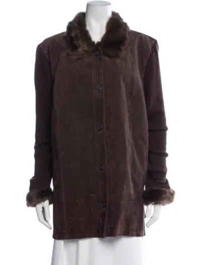 Pre-owned Dennis Basso Leather Jacket In Brown