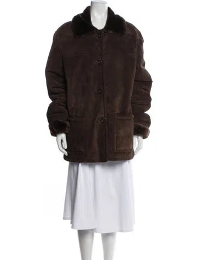 Pre-owned Dennis Basso Leather Jacket In Brown