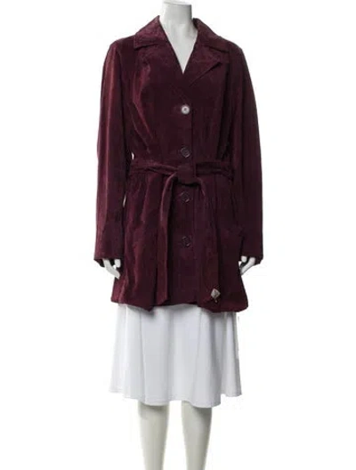 Pre-owned Dennis Basso Leather Jacket In Burgundy