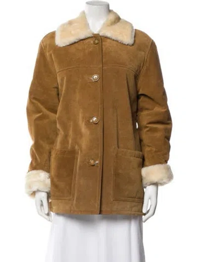 Pre-owned Dennis Basso Leather Utility Jacket In Neutral