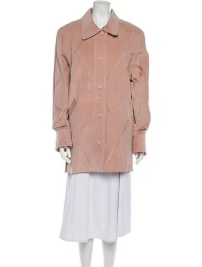 Pre-owned Dennis Basso Leather Utility Jacket In Pink