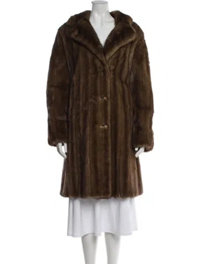 Pre-owned Dennis Basso Mink Faux Fur Coat In Brown