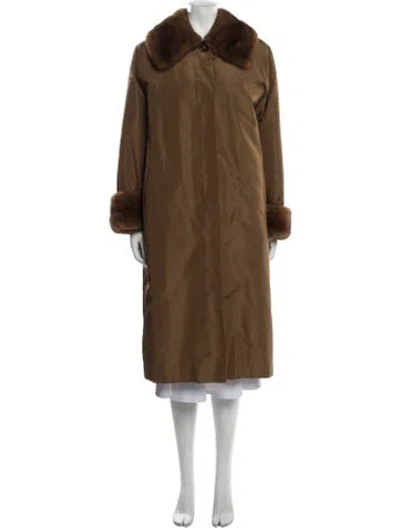 Pre-owned Dennis Basso Nylon Fur Coat In Brown