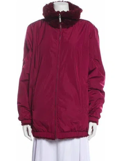Pre-owned Dennis Basso Parka In Burgundy