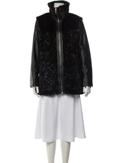 Pre-owned Dennis Basso Patterned Faux Fur Jacket In Black