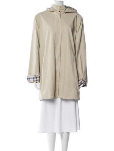 Pre-owned Dennis Basso Plaid Print Coat In Neutral