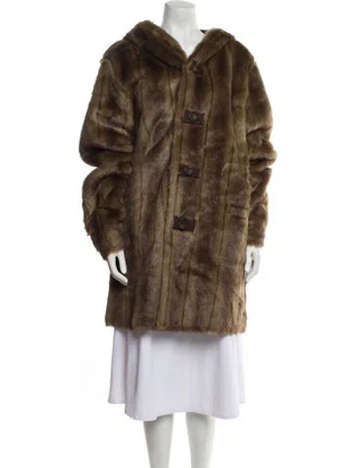 Pre-owned Dennis Basso Printed Faux Fur Coat In Neutral