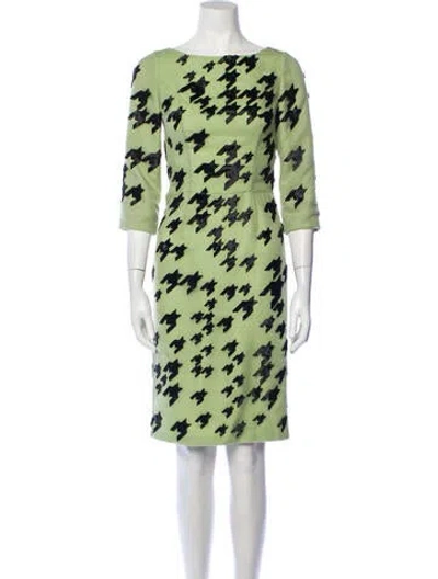 Pre-owned Dennis Basso Printed Knee-length Dress In Green
