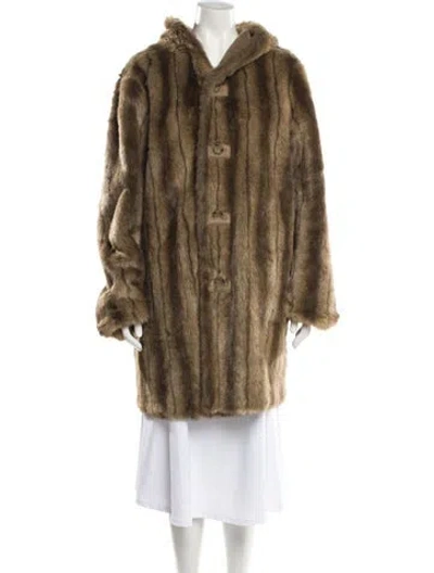 Pre-owned Dennis Basso Reversible Faux Fur Coat In Brown