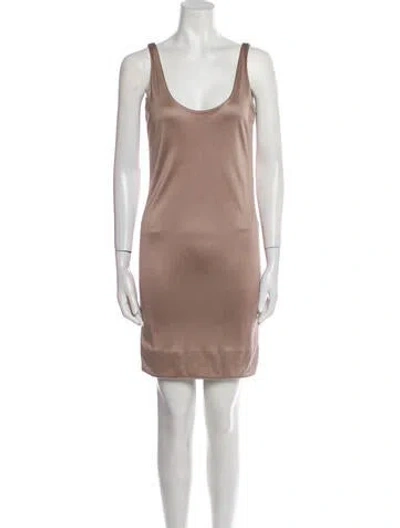 Pre-owned Dennis Basso Scoop Neck Mini Dress In Neutral
