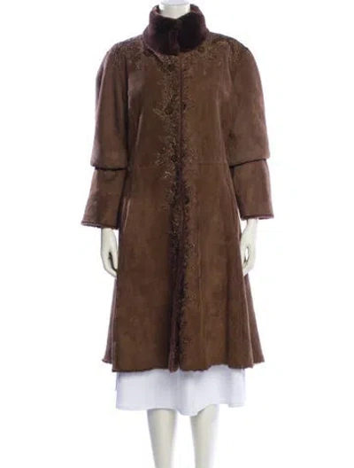 Pre-owned Dennis Basso Shearling Fur Coat In Brown