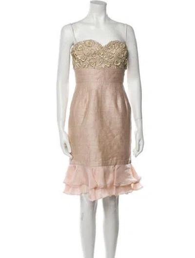 Pre-owned Dennis Basso Silk Knee-length Dress In Neutral
