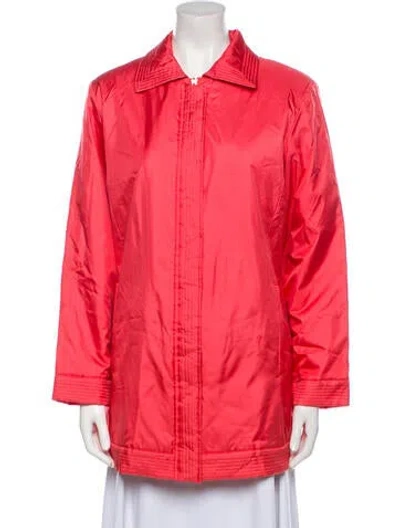 Pre-owned Dennis Basso Silk Parka In Pink
