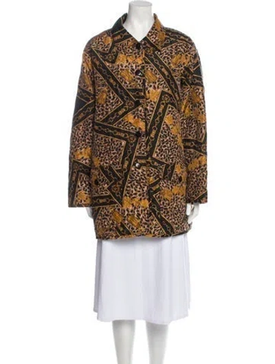 Pre-owned Dennis Basso Silk Printed Evening Jacket In Black