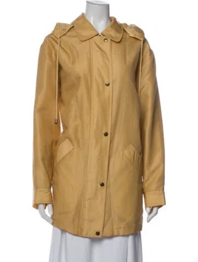 Pre-owned Dennis Basso Silk Trench Coat In Neutral
