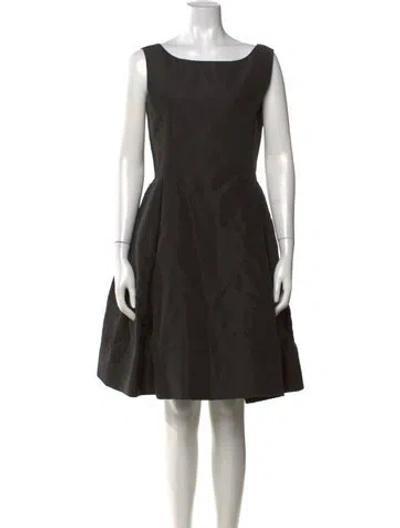 Pre-owned Dennis Basso Square Neckline Knee-length Dress In Black