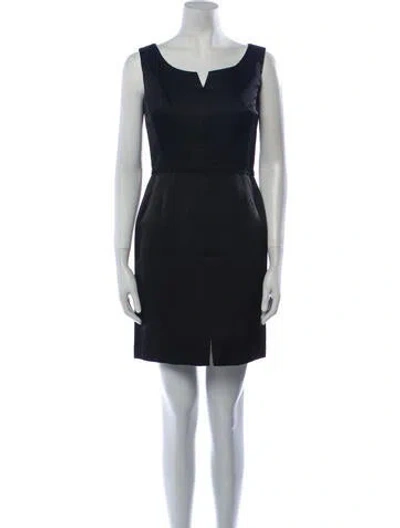Pre-owned Dennis Basso Square Neckline Mini Dress In Black