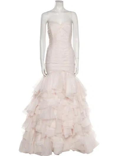Pre-owned Dennis Basso Strapless Long Dress In Pink