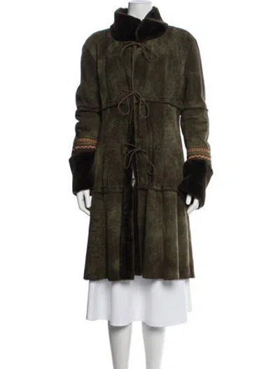 Pre-owned Dennis Basso Suede Coat In Green