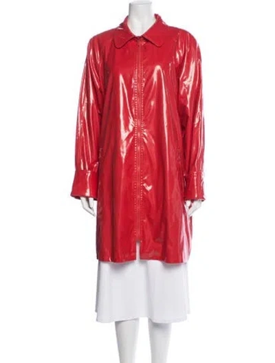 Pre-owned Dennis Basso Trench Coat In Red