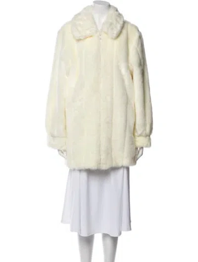 Pre-owned Dennis Basso Vintage Faux Fur Faux Fur Jacket In Yellow