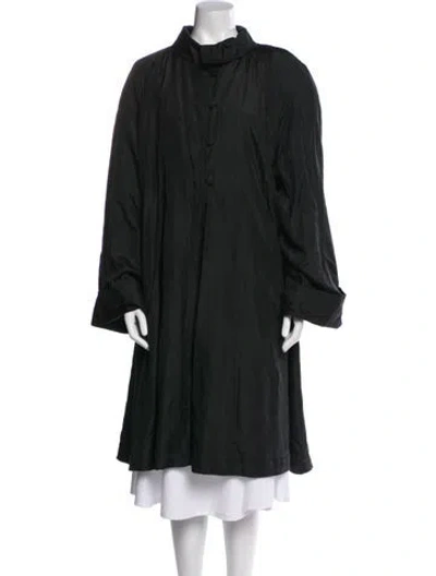Pre-owned Dennis Basso Vintage Silk Trench Coat In Black