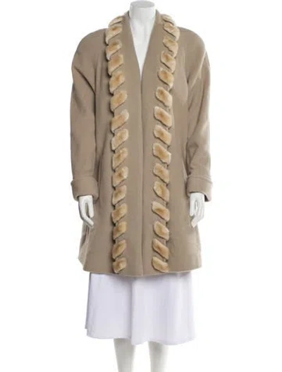 Pre-owned Dennis Basso Wool Faux Fur Coat In Neutral