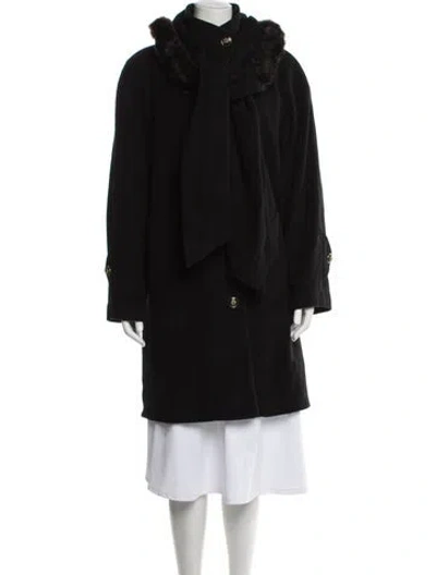 Pre-owned Dennis Basso Wool Fur Coat In Black
