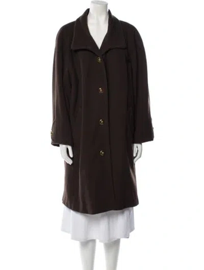 Pre-owned Dennis Basso Wool Trench Coat In Brown