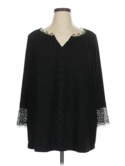 Pre-owned Dennis By Dennis Basso 3/4 Sleeve Blouse In Black