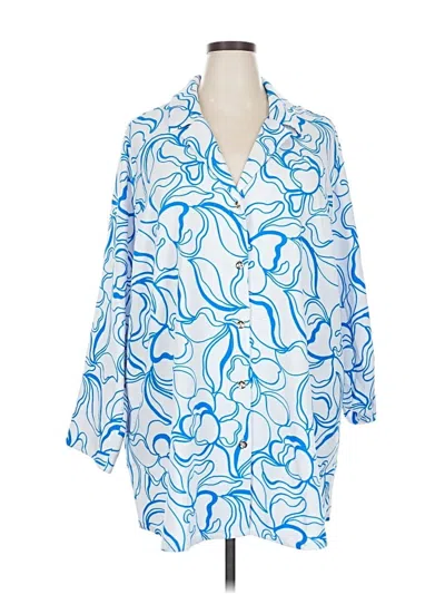 Pre-owned Dennis By Dennis Basso 3/4 Sleeve Blouse In Blue