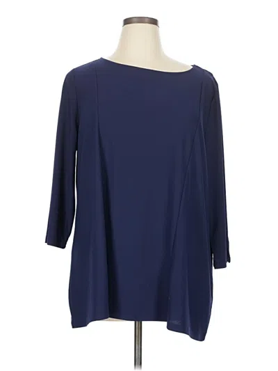 Pre-owned Dennis By Dennis Basso 3/4 Sleeve Blouse In Blue
