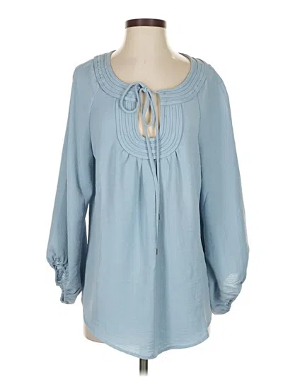 Pre-owned Dennis By Dennis Basso 3/4 Sleeve Blouse In Blue