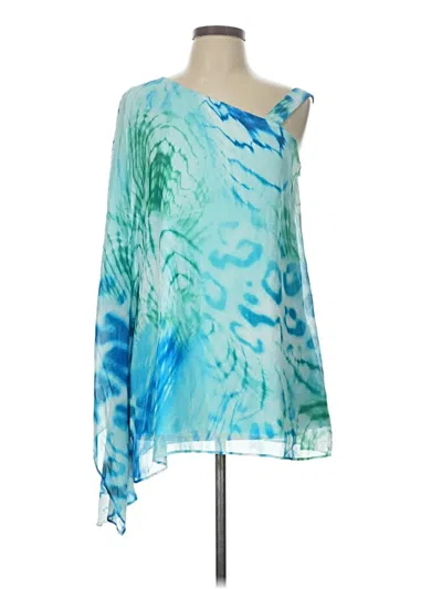 Pre-owned Dennis By Dennis Basso 3/4 Sleeve Blouse In Blue