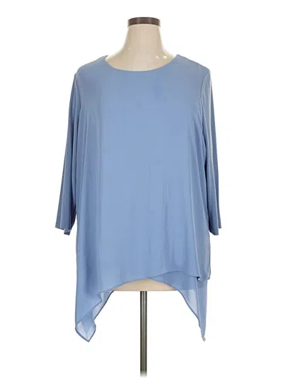 Pre-owned Dennis By Dennis Basso 3/4 Sleeve Blouse In Blue