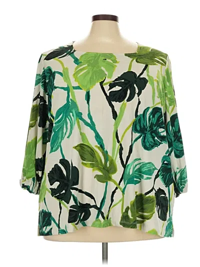 Pre-owned Dennis By Dennis Basso 3/4 Sleeve Blouse In Green