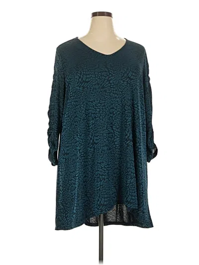 Pre-owned Dennis By Dennis Basso 3/4 Sleeve Blouse In Teal