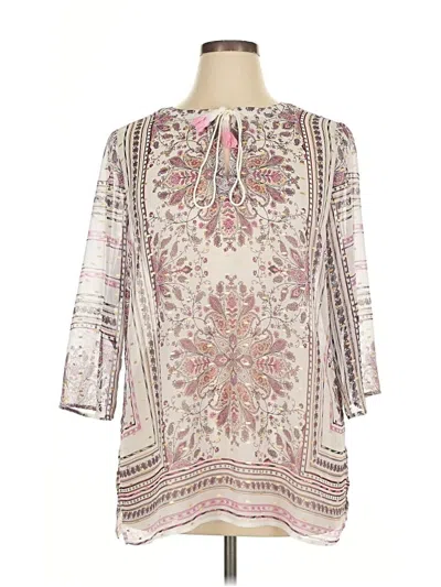 Pre-owned Dennis By Dennis Basso 3/4 Sleeve Blouse In White