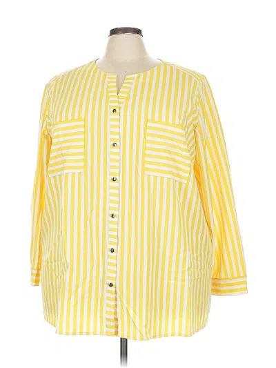 Pre-owned Dennis By Dennis Basso 3/4 Sleeve Blouse In Yellow