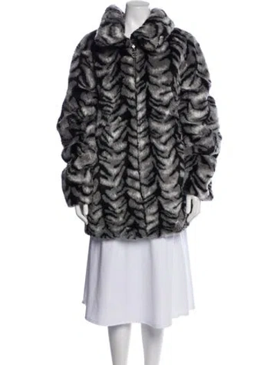 Pre-owned Dennis By Dennis Basso Animal Print Faux Fur Coat In Multi
