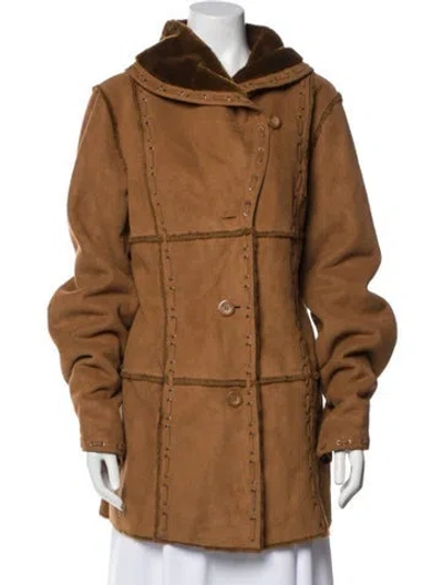 Pre-owned Dennis By Dennis Basso Colorblock Pattern Faux Fur Coat In Brown