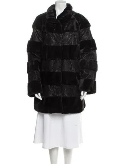 Pre-owned Dennis By Dennis Basso Faux Fur Coat In Black